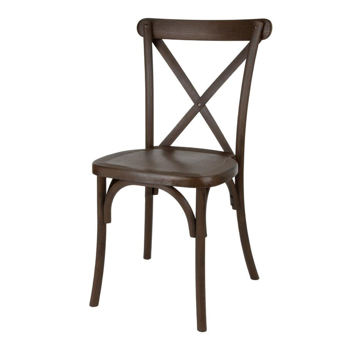 Chaises en résine à dossier croisé Manhattan effet bois foncé (lot de 4) - Bolero