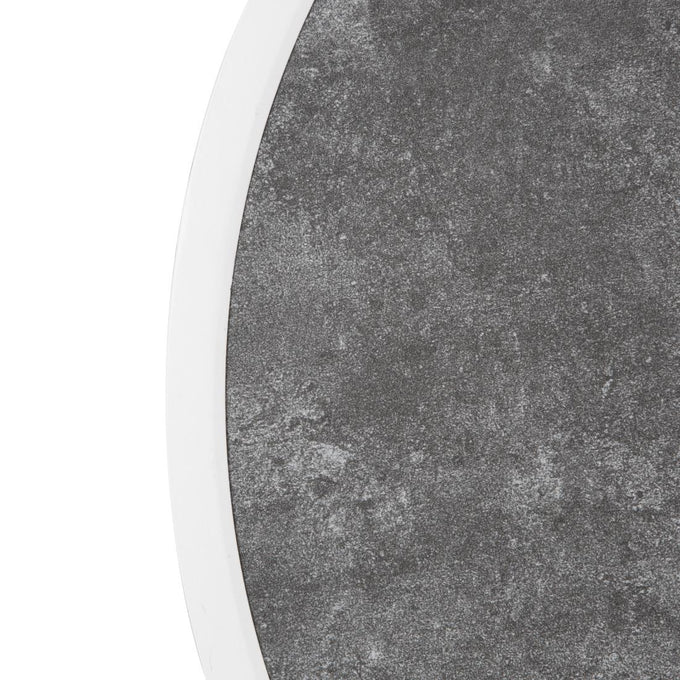 Plateau de table extérieur rond en verre trempé effet pierre foncée bord blanc 580 mm - Bolero