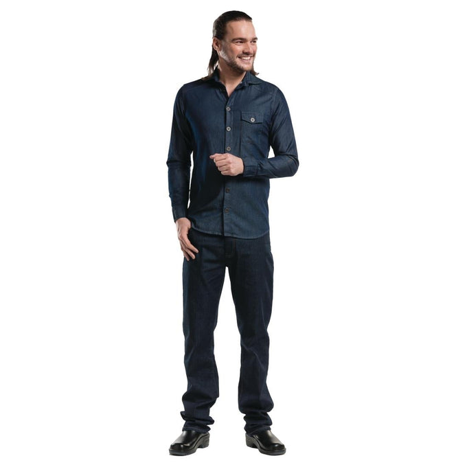 Chemise homme denim stretch bleue S - Chaud Devant