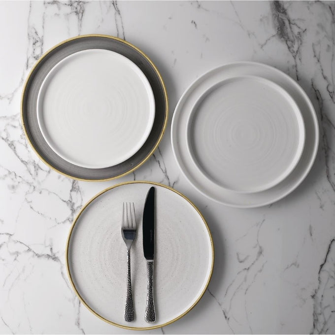 Assiettes avec rebord Stonecast Barley White 210 mm (lot de 6) - Churchill