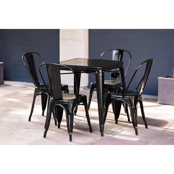 Table carrée en acier noir Bistro 668 mm - Bolero
