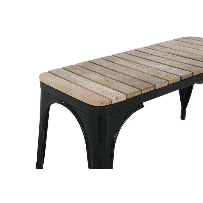 Banc d'intérieur à lattes en bois de manguier et cadre noir Bistro 850 mm (lot de 2) - Bolero