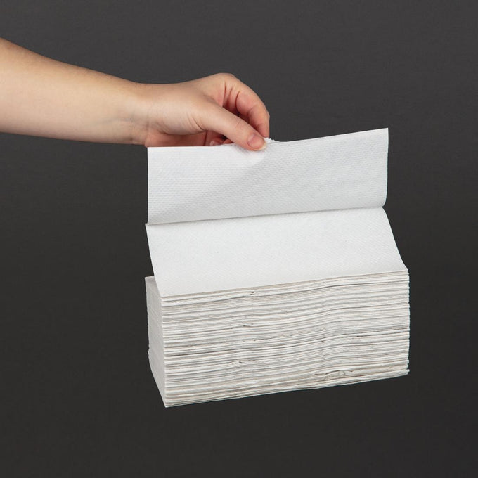 Essuie-mains 2 plis pliage en C 160 feuilles blanc (lot de 2355) - Jantex