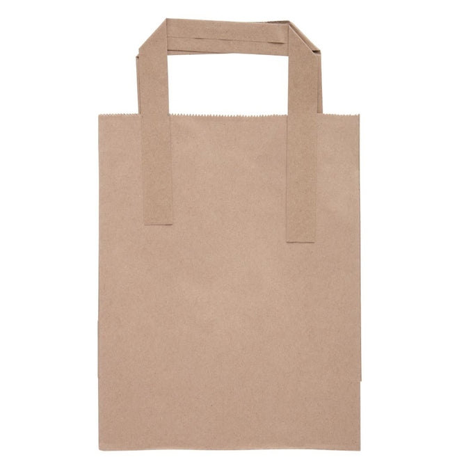 Petits sacs en papier marron à poignées plates Recyclables (lot de 250) - Fiesta Recyclable