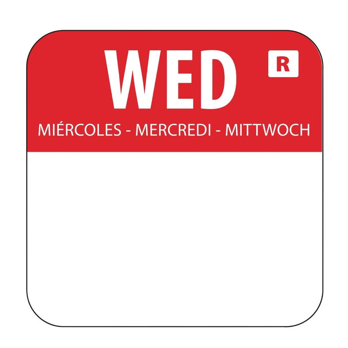 Étiquettes alimentaires code couleur rouge mercredi 24 mm (lot de 1000) - Hygiplas