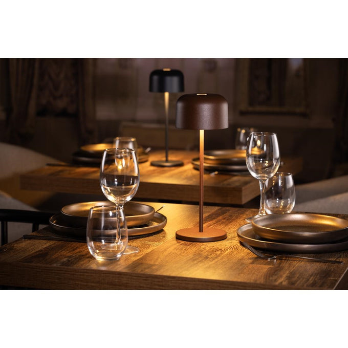 Lampe de table avec abat-jour rond Lucca marron 300 mm - Olympia