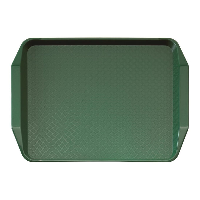 Plateau rectangulaire avec poignées en polypropylène Fast Food vert 43 cm - Cambro