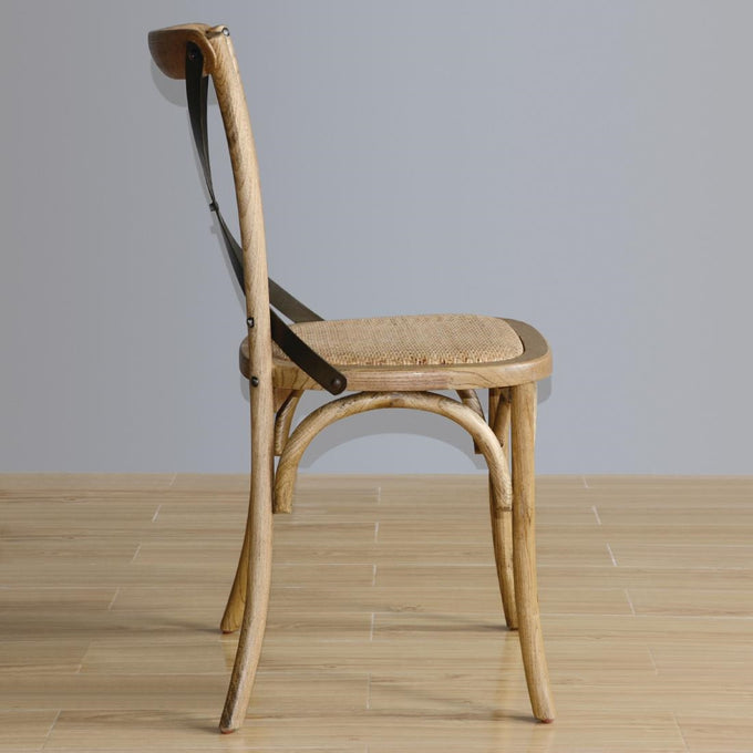 Chaises en bois patiné avec dossier croisé naturel (lot de 2) - Bolero