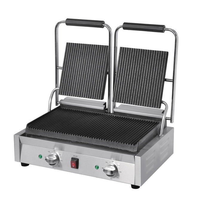 Grill panini - Gril de contact double Bistro rainuré/rainuré - L 550 x P 395 x H 210 mm - Buffalo