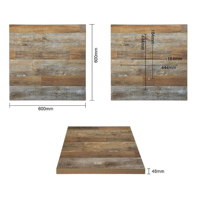 Plateau de table carré effet bois vieilli - 60 cm - Bolero