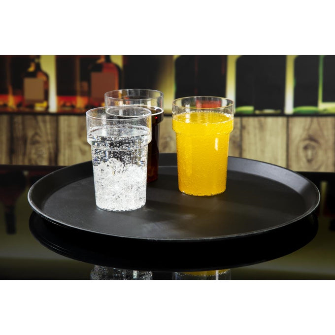 Plateau de service rond fibre de verre antidérapant Camtread noir 40,5 cm - Cambro