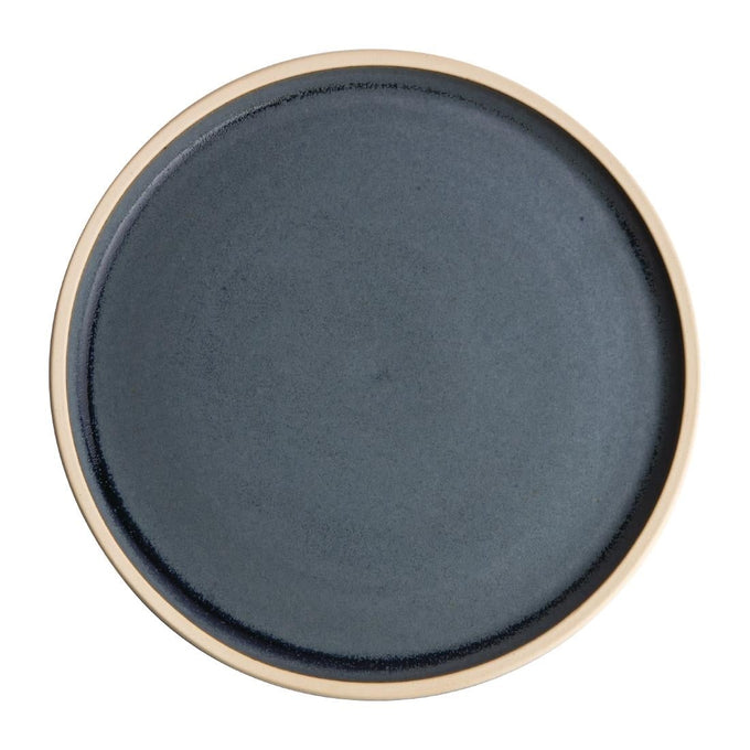 Assiettes plates bord droit granit bleu Canvas 180 mm (lot de 6) - Olympia