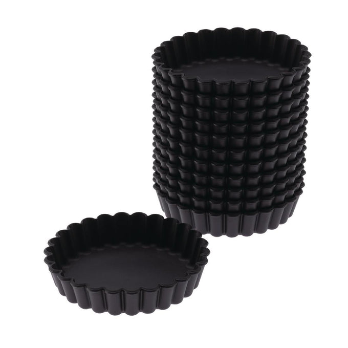 Moules à tartelette ronds cannelés Exoglass 100 mm (lot de 12) - Matfer Bourgeat