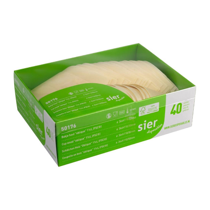 Coupelles obliques en bois FSC® 110 ml (lot de 40) - Sier Disposables