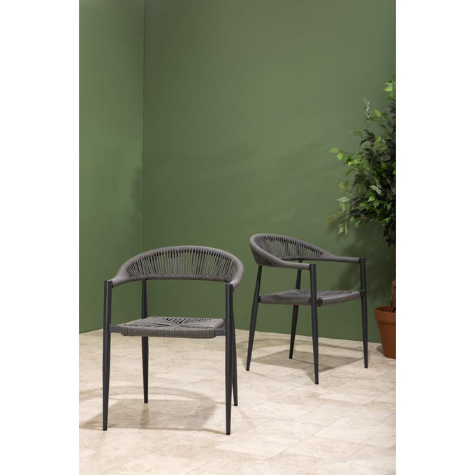 Fauteuils d'extérieur en rotin PE tressé Eden anthracite (lot de 4) - Bolero