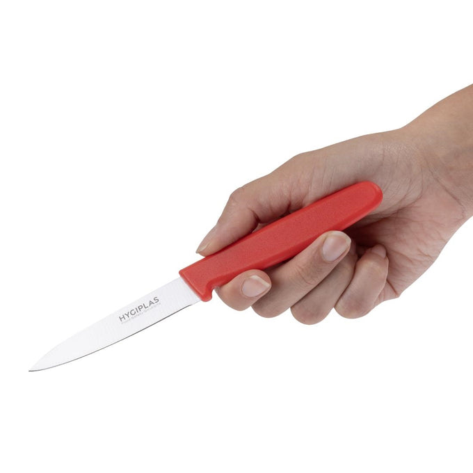 Couteau d'office rouge 75 mm - Hygiplas