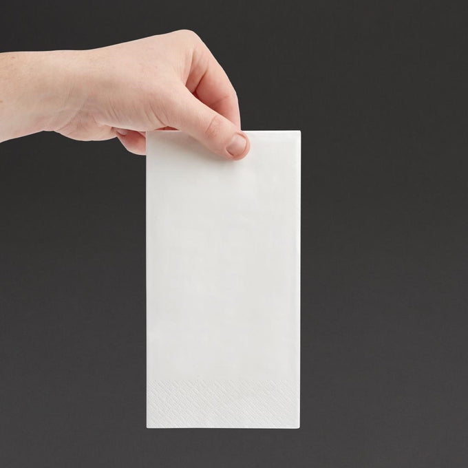 Serviettes dîner 3 plis format 1/8 400 mm blanches (lot de 1000) - Fiesta Recyclable