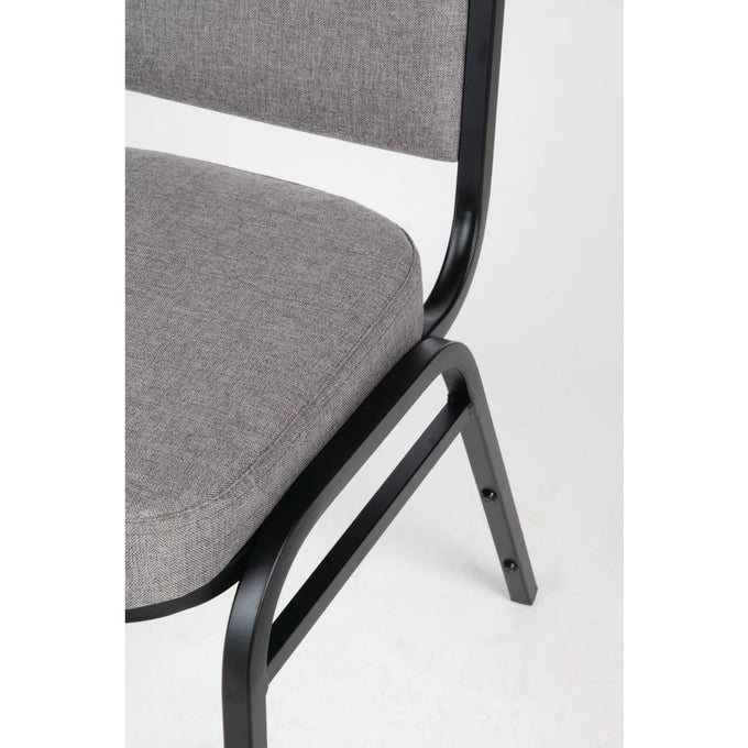 Chaise de banquet avec dossier carré et tissu gris lot de 4 - Bolero