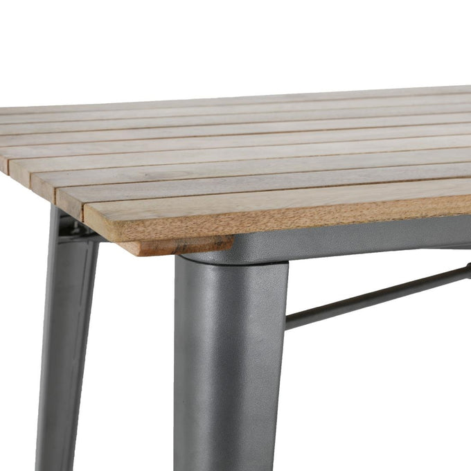 Table à manger à plateau à lattes en bois de manguier et piètement gris acier Bistro 1200 mm - Bolero