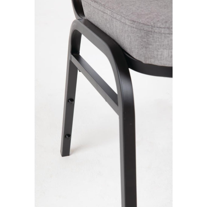 Chaise de banquet avec dossier carré et tissu gris lot de 4 - Bolero