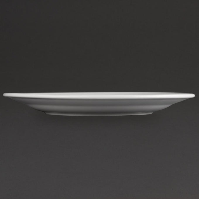 Assiettes blanches à bord large Athena 254 mm (lot de 12) - Olympia