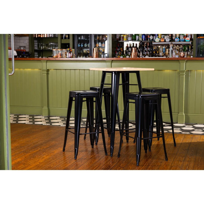 Mange-debout noir avec plateau en bois Bistro - Bolero