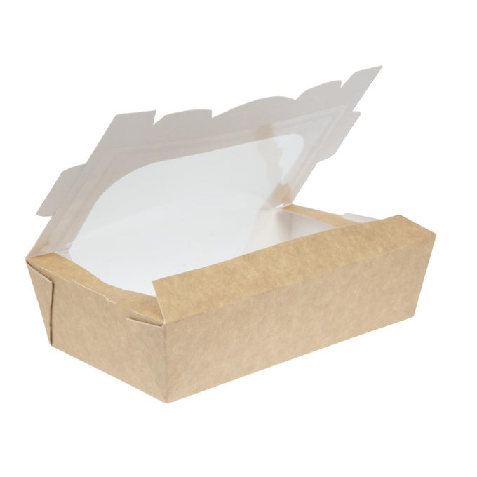 Barquettes à salade kraft recyclables avec fenêtre 1000 ml (lot de 200) - Colpac