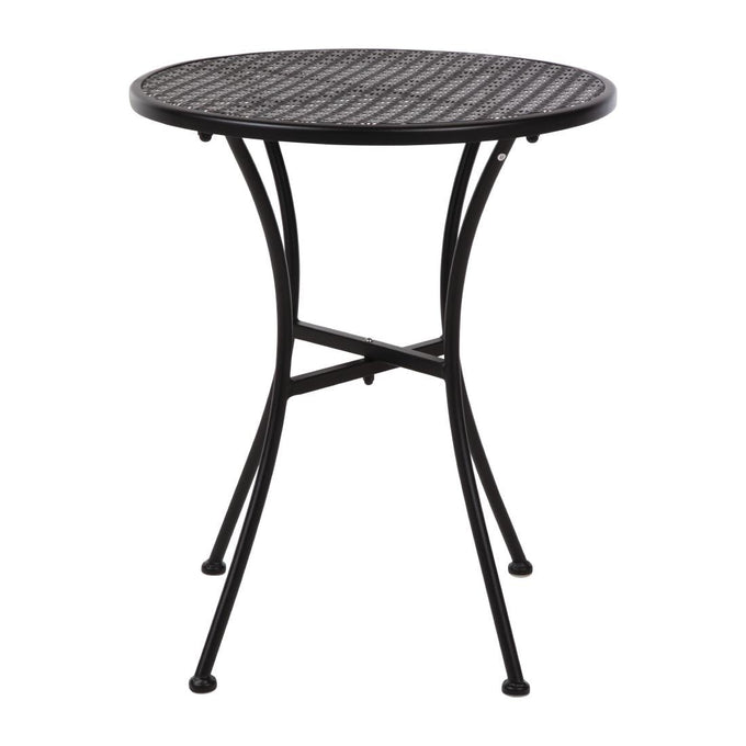 Table bistro ronde en acier ajouré noire 600 mm (lot de 15) - Bolero
