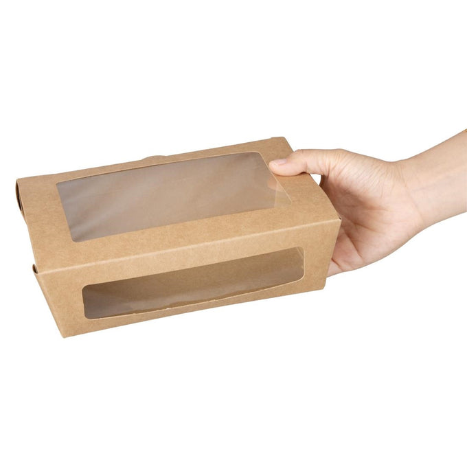 Boîtes salade avec fenêtre PET 1200 ml (lot de 150) - Fiesta Recyclable