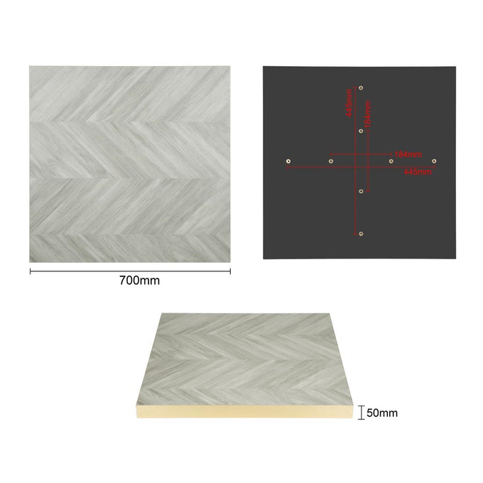 Plateau de table carré pré-percé Chevron 700 mm - Bolero