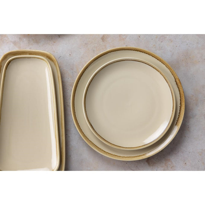 Assiettes plates rondes Kiln sable 230 mm (lot de 6) - Olympia