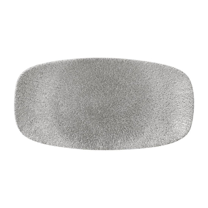 Assiettes oblongues Raku Jasper Grey 298 × 152 mm (lot de 12) - Churchill