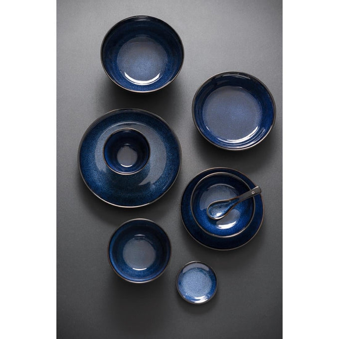 Assiettes creuses Luna bleu nuit 255 mm (lot de 4) - Olympia