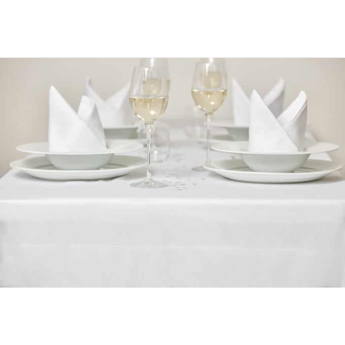 Nappe blanche bande de satin 1780 × 3650 mm - Mitre Luxury