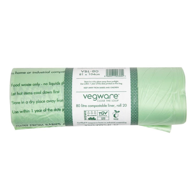 Sacs poubelle compostables Biobag 80 L (lot de 240) - Vegware