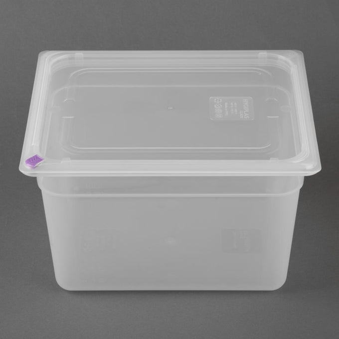 Bacs PP Click GN 1/2 avec couvercles et 7 clips de couleur 200 mm 11,7 L (lot de 4) - Hygiplas