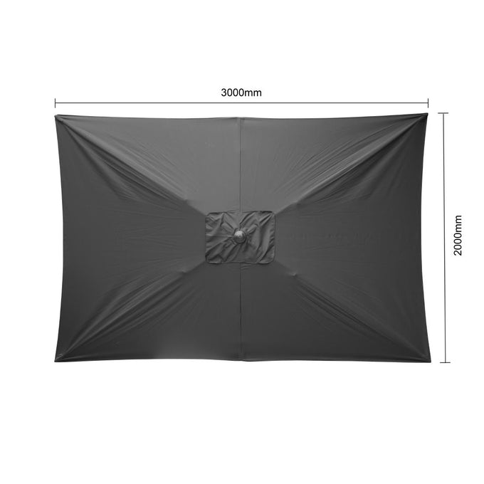 Parasol rectangulaire Seville 2 × 3m noir - Bolero