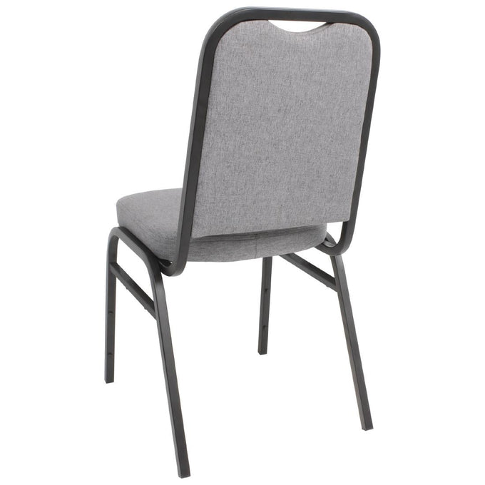 Chaise de banquet avec dossier carré et tissu gris lot de 4 - Bolero