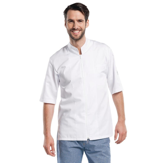 Veste de cuisine mixte Monza manches courtes blanche - Chaud Devant