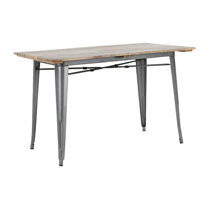 Table à manger à plateau à lattes en bois de manguier et piètement gris acier Bistro 1200 mm - Bolero