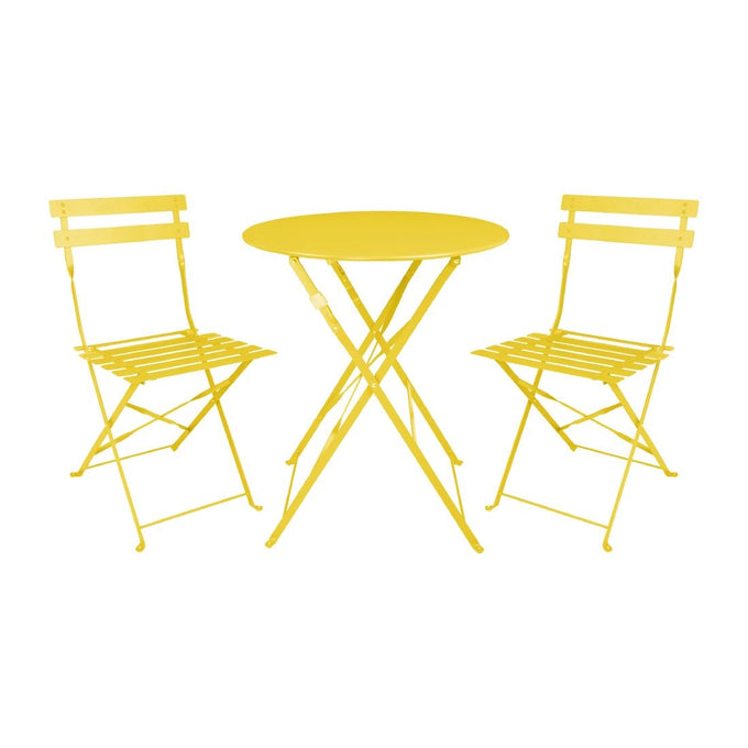 Chaises de terrasse pliantes en acier Perth jaunes (lot de 2) - Bolero