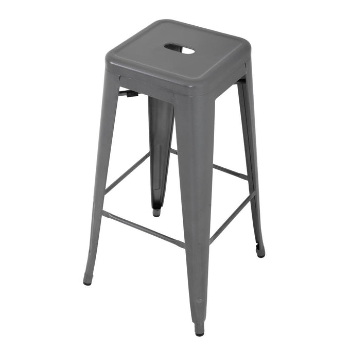 Tabourets hauts en acier galvanisé Bistro gris métallisé (lot de 4) - Bolero
