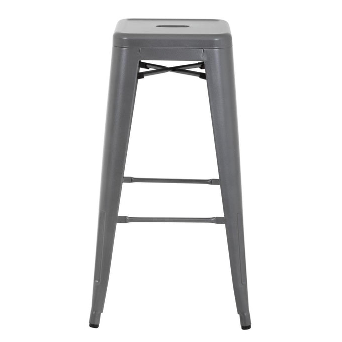 Tabourets hauts en acier galvanisé Bistro gris métallisé (lot de 4) - Bolero