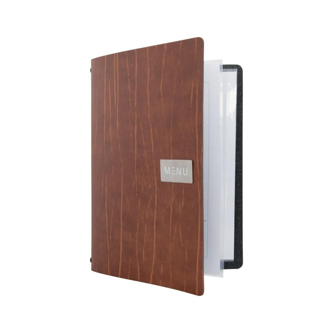 Protège-menu en cuir recyclé Gamme Leather A4 marron - Securit