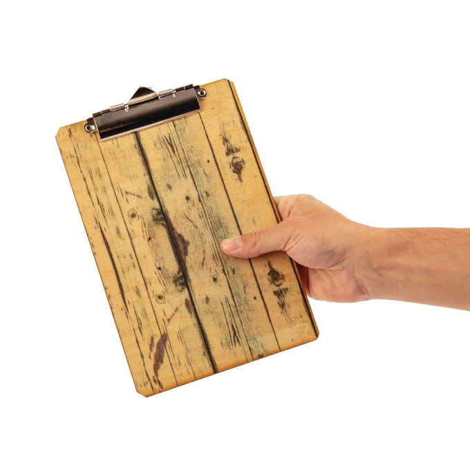 Plaque porte-menu effet bois clair Olympia A4 - Carrick