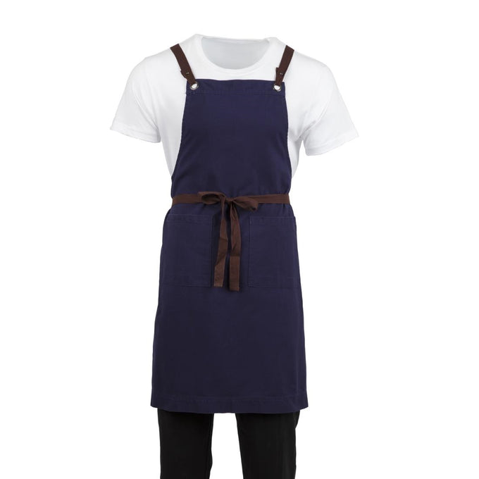 Tablier bavette en coton bleu marine - Southside