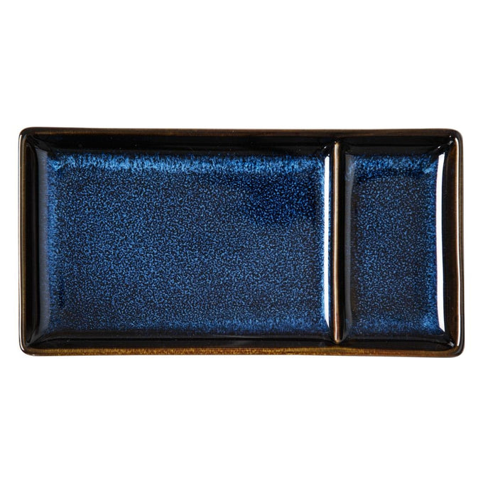 Assiettes à compartiment rectangulaires Luna bleu nuit 204 × 105 mm (lot de 6) - Olympia