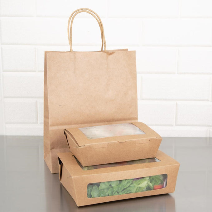 Boîtes salade avec fenêtre PET 1600 ml (lot de 100) - Fiesta Recyclable
