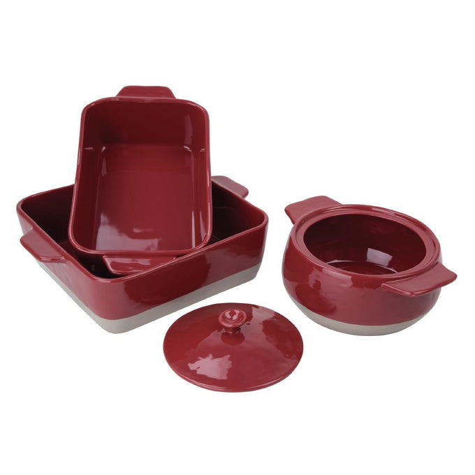 Plat à rôtir rouge et taupe 4,2 L - Olympia