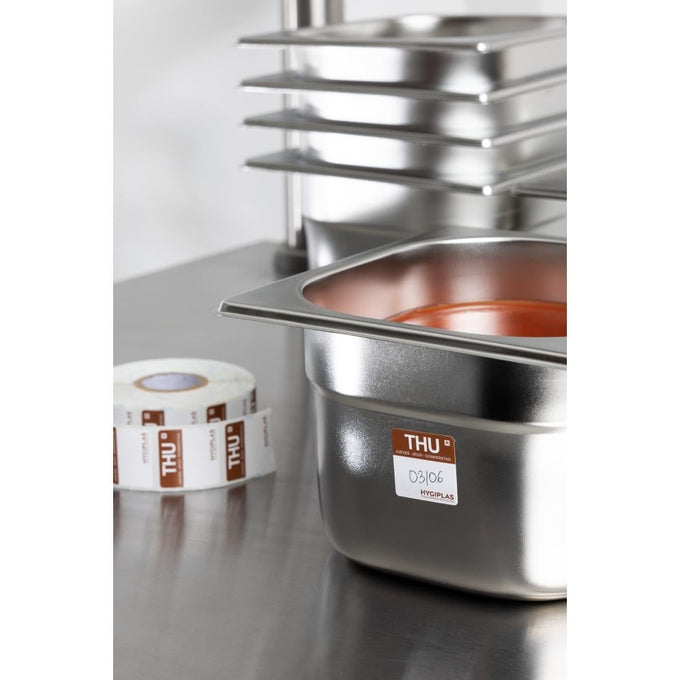 Étiquettes alimentaires code couleur marron jeudi 24 mm (lot de 1000) - Hygiplas